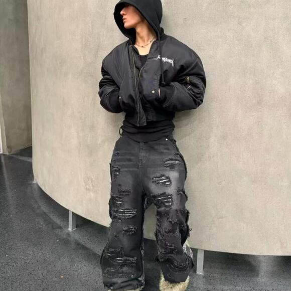 Vetements Style Japanese Brand Arabic Embroidery Bomber Jacket - Picture 8 of 8